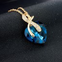 Guldpläterat halsband + örhängen CRYSTAL HEART - Blå 4
