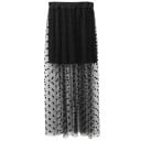 Falda larga transparente de lunares para mujer 1