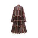 Vestido de rayas con pompones 1