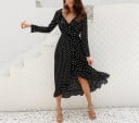 Vestido de lunares de manga larga - negro 2