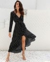 Vestido de lunares de manga larga - negro 3