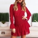 Rochie mini cu guler cu volane 10