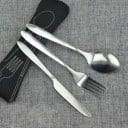 Juego de cubiertos de acero inoxidable - 3 piezas + estuche 2