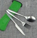 Juego de cubiertos de acero inoxidable - 3 piezas + estuche 4