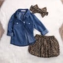 Conjunto elegante para niñas: camisa, falda y lazos. 3