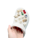 8 bucăți decorațiuni pentru crocsy diverse motive 2–3 cm metal aurii ornamente pentru încălțăminte crocs cu prindere ușoară pentru utilizare zilnică 2