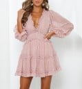 Rochie cu volane roz 2
