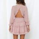 Rochie cu volane roz 3
