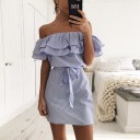 Rochie cu volane cu umerii căzuți 10