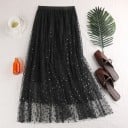 Falda midi de tul con lunares para mujer 1