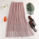 Falda midi de tul con lunares para mujer 2