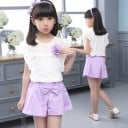 Camiseta y pantalón corto rosa para niña 3