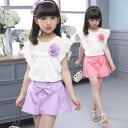 Camiseta y pantalón corto rosa para niña 4