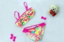Bikini de niña con volantes y flores 6