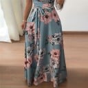 Lång damklänning med blommor 4