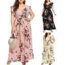 Lång blommig klänning - plus size 4