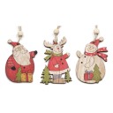 Décorations de Noël en bois 3 pcs 12