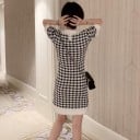 Mini rochie elegantă în alb și negru 4