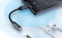 Adapter USB-C till 3,5 mm jack AUX för att ansluta hörlurar eller högtalare till telefon Flätad kabel Längd 11,7 cm Aluminiumlegering 3