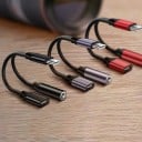 Kabeladapter USB-C till 3,5 mm jack och USB-C för att lyssna på musik medan du laddar Flätad nylonkabel Kontakter av aluminiumlegering 5