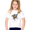 3D katt-t-shirt för flickor J605 3