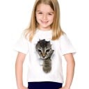 3D katt-t-shirt för flickor J605 7