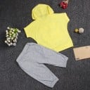 Conjunto de verano infantil - Camiseta y pantalón - Amarillo-gris 2