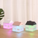 Aromalampa och luftfuktare i form av ett hus Ångan stiger från skorstenen Färgglad belysning Genomskinlig behållare 250 ml USB-strömförsörjning 5