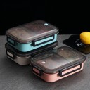 Bento box för mat med avdelare för huvudrätt och tillbehör Rostfritt stål och plast Genomskinligt lock med klipp Volym 1000 ml 23,5 x 16,5 x 7 cm 7