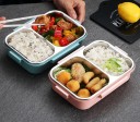 Bento box för mat med avdelare för huvudrätt och tillbehör Rostfritt stål och plast Genomskinligt lock med klipp Volym 1000 ml 23,5 x 16,5 x 7 cm 8