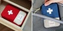 Resefodral för läkemedel och medicinska förnödenheter Fickor och elastiska remmar inuti Stängning med dragkedja Vit kors på framsidan Mått 15 x 6