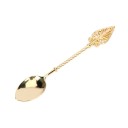 Te sked i vintage stil för kaffe och te Dekorativ perforerad slut Snurrad handtag Oval skål Längd 11,6 cm Metalllegering 4