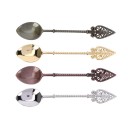 Te sked i vintage stil för kaffe och te Dekorativ perforerad slut Snurrad handtag Oval skål Längd 11,6 cm Metalllegering 5