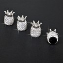 Ventilhuvuden för däck med krona och glittrande stenar 4 st Dekorativa ventilhuvuden Mått 1,9 x 1,5 cm Utstickande dekoration för fälgar 7