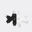 Kortläsare för SD- och Micro SD-kort 4 i 1 för telefon och dator Anslutningar USB USB-C Micro USB och Lightning Utan kablar och adaptrar 3