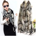 Dam bomullsscarf med växtmönster 180 x 100 cm Lätt flödande tyg För halsen och över axlarna Uttrycksfullt tillbehör till kappa och jacka 5