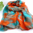 Dam bomullsscarf med växtmönster 180 x 100 cm Lätt flödande tyg För halsen och över axlarna Uttrycksfullt tillbehör till kappa och jacka 10