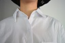 Dam vit skjorta för kurviga Lång ärm Klassisk krage och bröstficka Förlängd passform med rundad nederkant Polyester och bomull 5