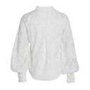 Damskjorta med puffärmar och ståkrage Lätt genomskinligt mönstrat tyg Pärlknappar och dekorativa kanter Bomull och polyester 5