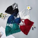 Dam bralette bh med förlängt spetslivstycke Dekorativa snören i mitten av bysten Justerbara axelband Bomull med elastan 5