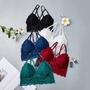 Dam bralette bh med förlängt spetslivstycke Dekorativa snören i mitten av bysten Justerbara axelband Bomull med elastan 7
