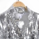 Dam silverfärgad jacka med paljetter och långa fransar Fransar på ärmarna och på bröstet Skjortkrage Kort lös passform Polyester 6