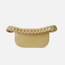 Dams crossbody väska med lock Framträdande handtag av flätade länkar Lång rem över axeln Slät glänsande yta 25 x 14 x 5 cm 8