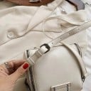 Dams crossbody väska med stort fyrkantigt spänne Massiv kedjehandtag Lång axelrem Dragkedjestängning PU läder 18 x 16 x 11 cm 5