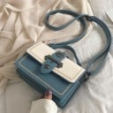 Dams crossbody väska med klaff och metallspänne Dekorativ sömnad Kort handtag och lång rem PU läder och polyester 20 x 14 x 10 cm 8