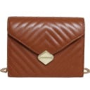 Liten dam crossbody-väska med klaff Kedjestraps i guld Geometrisk metallspänne PU-läder och polyester 23 x 19 x 8 cm 10