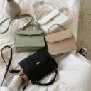 Dams crossbody väska med krokodilsmönster och snedlock Övre handtag och rem med spänne PU-läder 21 x 17 x 8 cm För hand och på axeln 6