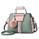 Dams crossbody väska med två fasta handtag Randigt band och pärlor Dragkedja Inre ficka PU-läder 23,5 x 18 x 12 cm 5