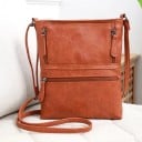 Dam crossbody väska över axeln Platt form Flera fickor med dragkedja Lång justerbar rem PU läder i vintage stil 23 x 26 cm 5