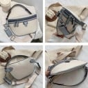 Dams crossbody väska i halvmåneform Tvåfärgad axelväska av PU-läder och polyester Dragkedjestängning 25 x 9 x 16 cm 6